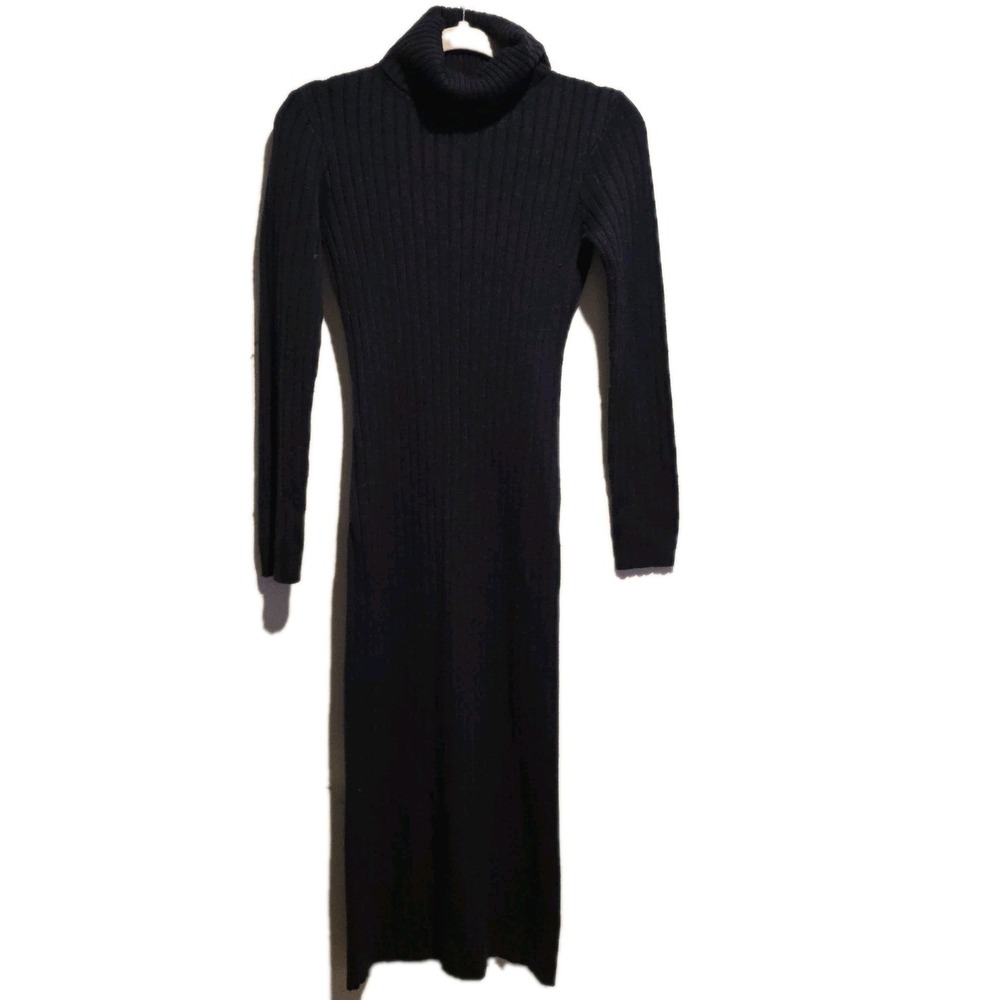 Koji Yohji Vintage Women's Size Small Ribbed Turtleneck Sweater Dress Wool Blend